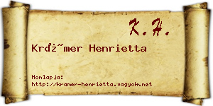 Krámer Henrietta névjegykártya