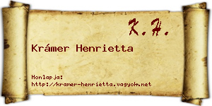 Krámer Henrietta névjegykártya